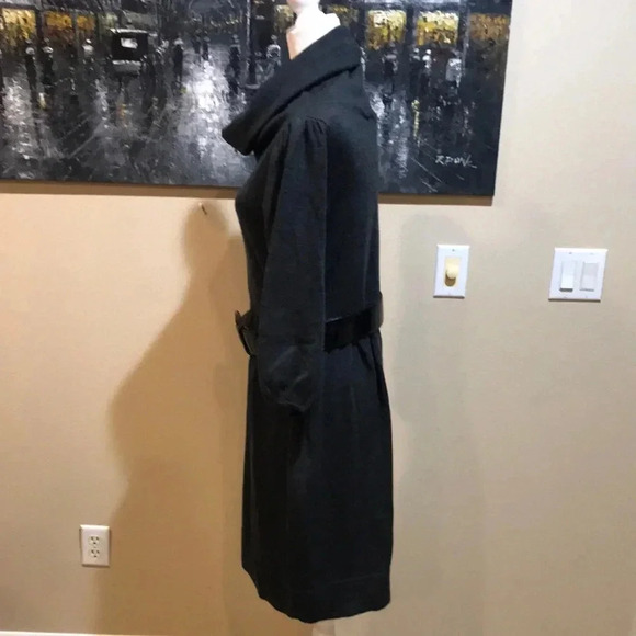 Black/Gray Cowl Neck Midi Sweater Dress 3/4 Sleeves with added Belt-Size L - Picture 5 of 9